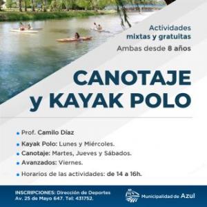 Clases de canotaje y kayak polo en verano